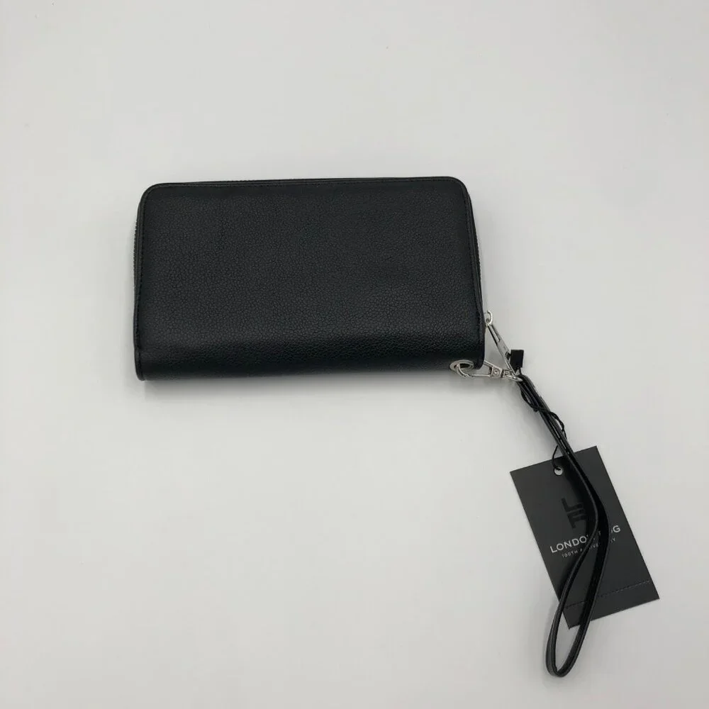 London Fog Collection Bradford Single Zip Wallet With Front Flap‎ & Wrist Strap